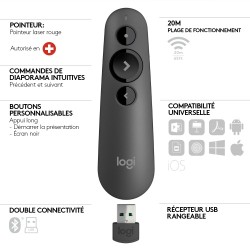 Logitech R500s Laser Presentation Remote Nuotolinio valdymo pultas, Graphite