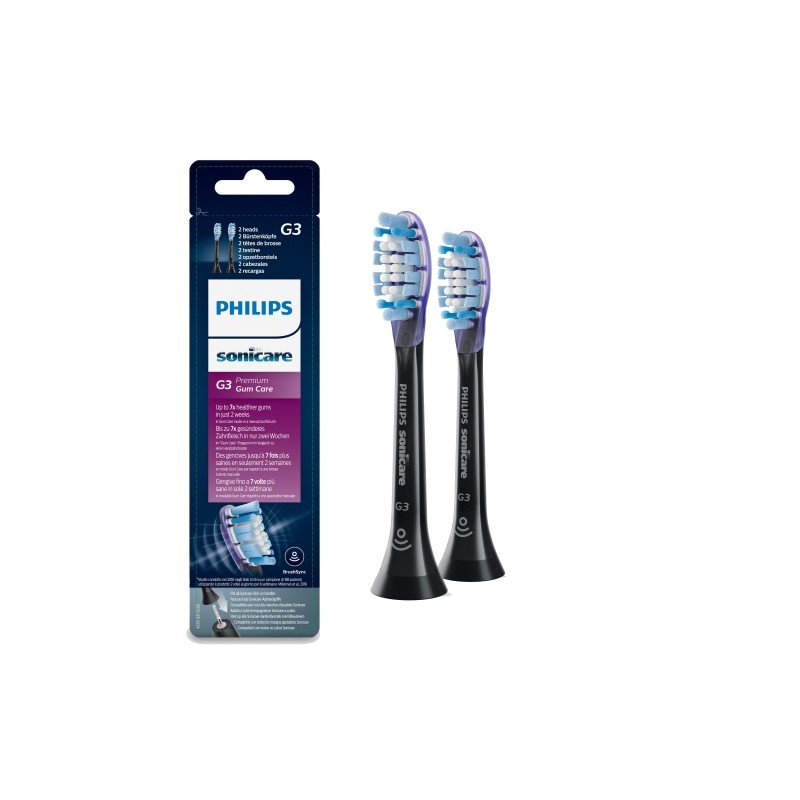 Philips Sonicare G3 Premium Gum Care Standartinės Sonic dantų šepetėlio galvutės, Juoda