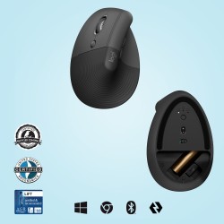 Logitech LIFT Left Belaidė pelė, RF Wireless + Bluetooth, 4000 DPI, Graphite (SPEC)