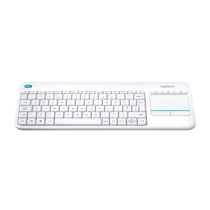 Logitech K400 Plus Touch Belaidė klaviatūra, RF Wireless, US, Balta (SPEC)
