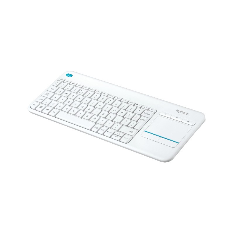 Logitech K400 Plus Touch Belaidė klaviatūra, RF Wireless, US, Balta (SPEC)