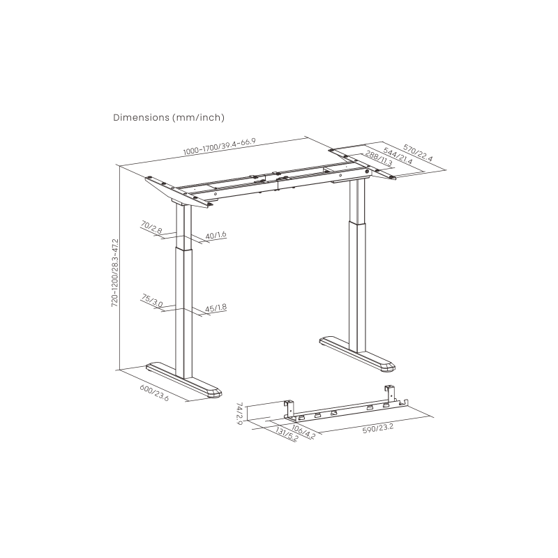 Reguliuojamo aukščio stalas Up Up Bjorn Pilkas, Stalviršis M Baltas