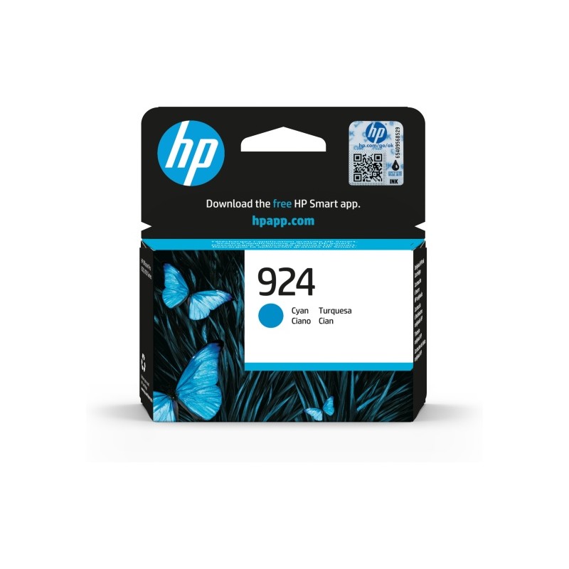 HP 924 (4K0U3NE) Rašalinė kasetė, Žydra