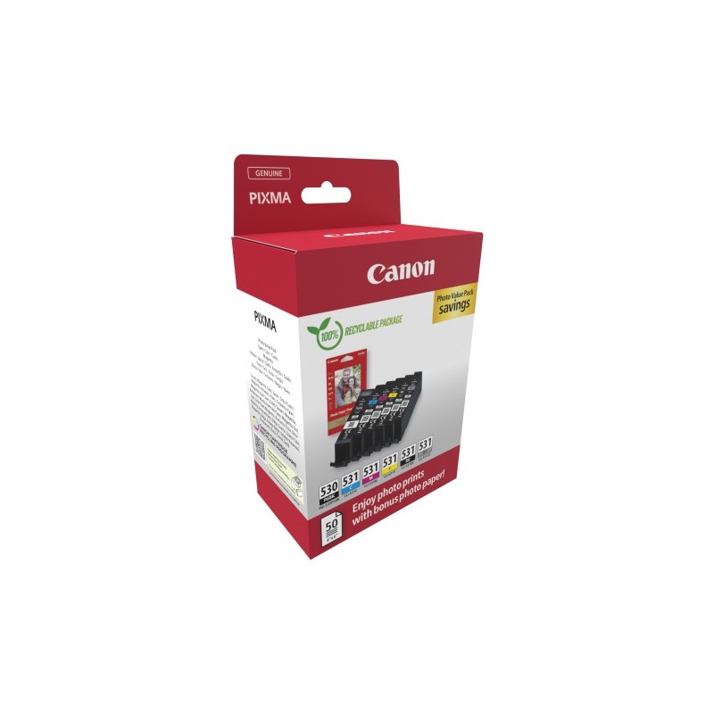 Canon PGI-530PGBK/CLI-531 (6117C004) Photo value pack Rašalinių kasečių komplektas, PGBK/C/M/Y/BK/GY