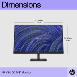 HP V24i G5 Monitorius 23.8'' IPS FHD 1920x1080, 5 ms, 250 cd/m2, 75 Hz, Juoda