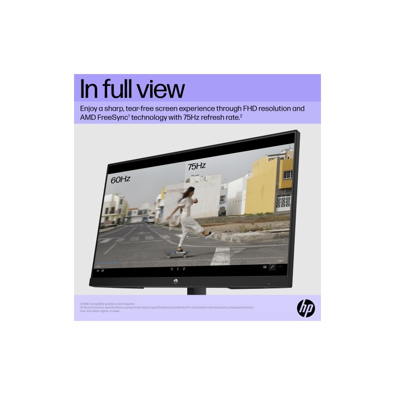 HP V24i G5 Monitorius 23.8'' IPS FHD 1920x1080, 5 ms, 250 cd/m2, 75 Hz, Juoda