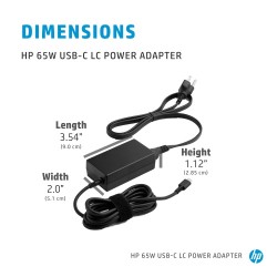 HP 1P3K6AA 65W USB-C LC AC Maitinimo adapteris, Juoda