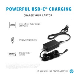 HP 1P3K6AA 65W USB-C LC AC Maitinimo adapteris, Juoda