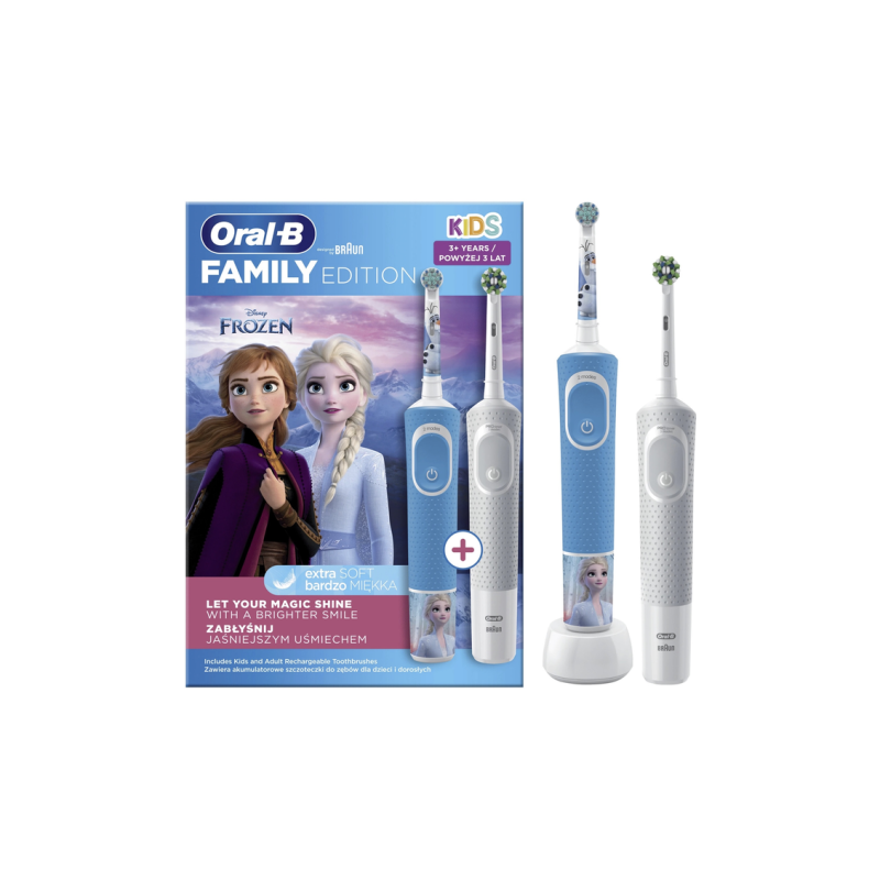 Oral-B Family Edition D100 Kids Frozen + Vitality Pro D103 Elektrinis dantų šepetėlis, Mėlyna, Balta