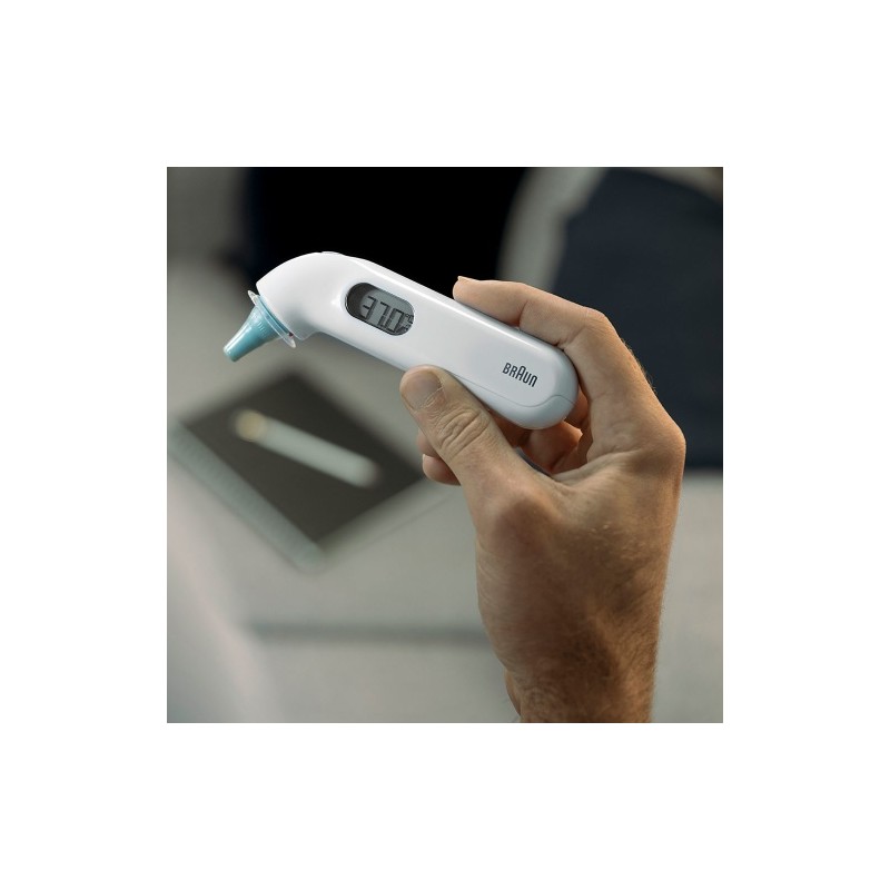 Braun ThermoScan 3 IRT 3030 Ausies Termometras, Sidabrinė/Balta
