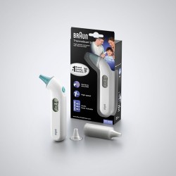 Braun ThermoScan 3 IRT 3030 Ausies Termometras, Sidabrinė/Balta