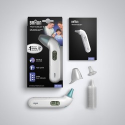 Braun ThermoScan 3 IRT 3030 Ausies Termometras, Sidabrinė/Balta