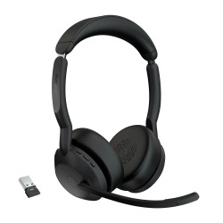 Jabra Evolve2 55 UC Stereo Link380a Belaidės ausinės, Bluetooth, USB-A, Juoda