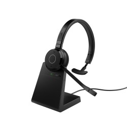 Jabra Evolve 65 TE UC Mono Link390a Belaidės ausinės, Bluetooth, USB-A, Charging Stand, Juoda