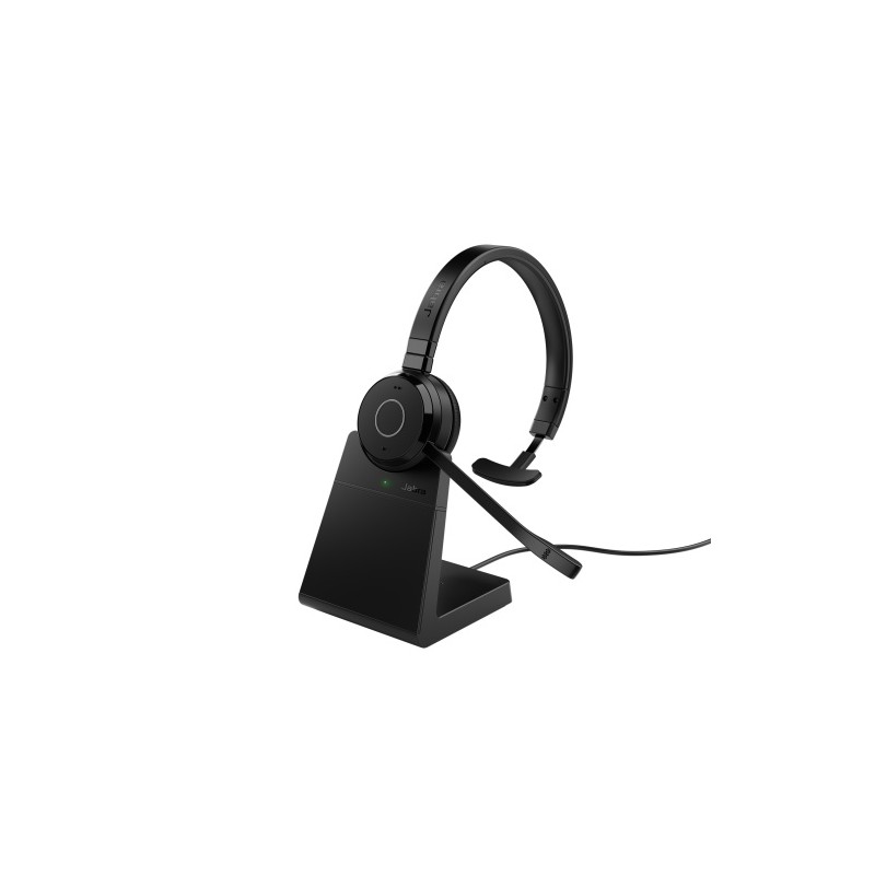 Jabra Evolve 65 TE UC Mono Link390a Belaidės ausinės, Bluetooth, USB-A, Charging Stand, Juoda