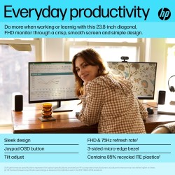 HP V24v G5 Monitorius 23.8'' VA FHD 1920x1080, 5 ms, 250 cd/m2, 75 Hz, Juoda