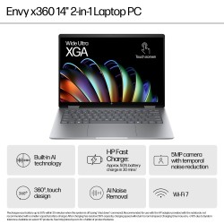 HP ENVY x360 14-fa0005ny 14'' WUXGA Touch AMD Ryzen 5 8640HS 16GB 512GB SSD W11H Meteor Silver