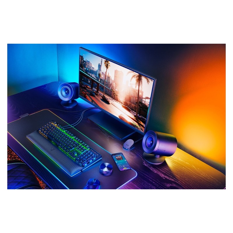 Razer Nommo V2 Pro Full range 2.1 PC Žaidimų garso kolonėlės, Juoda