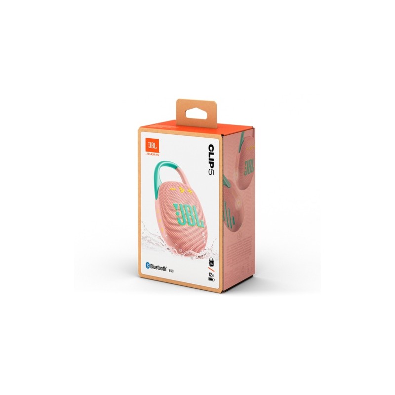 JBL Clip 5 Nešiojama garso kolonėlė, Bluetooth, Rausva