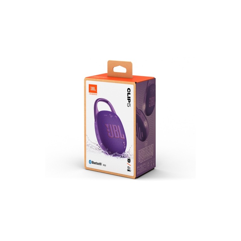 JBL Clip 5 Nešiojama garso kolonėlė, Bluetooth, Violetinė