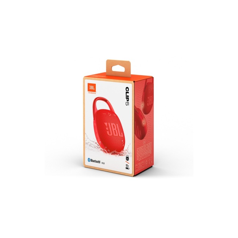 JBL Clip 5 Nešiojama garso kolonėlė, Bluetooth, Raudona
