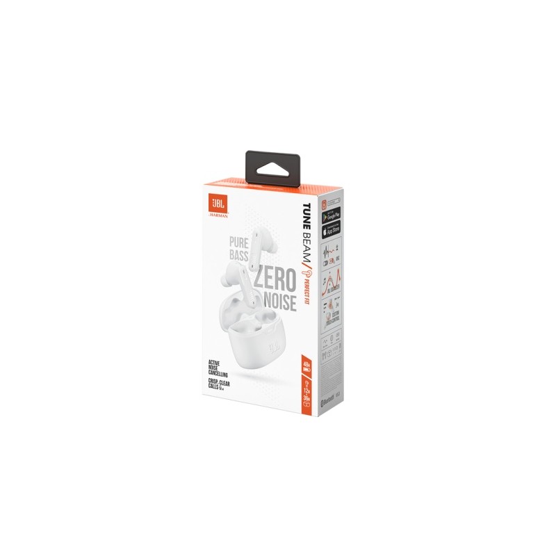 JBL Tune Beam Belaidės ausinės Earbuds, Bluetooth, Balta