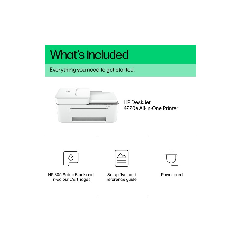 HP DeskJet 4220e All-in-One Spausdintuvas rašalinis spalvotas MFP A4 8.5 ppm USB Wi-Fi BT (SPEC)