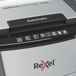 Rexel Optimum AutoFeed+ 100M Dokumentų naikiklis Micro-cut shredding 2x15mm P-5 34L 55dB (SPEC)