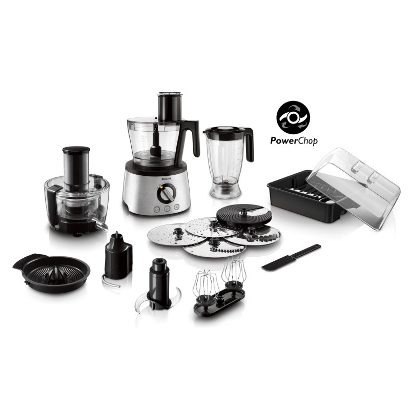 Philips 7000 Series HR7778/00 Virtuvinis kombainas, 3.4 L, 1300 W, Juoda/Sidabrinė