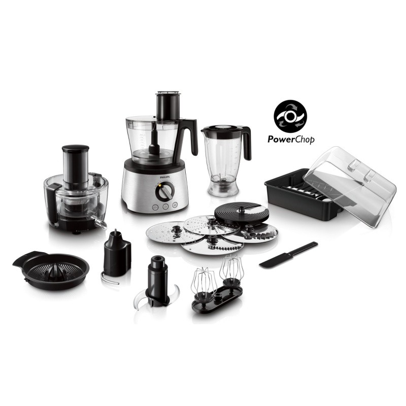 Philips 7000 Series HR7778/00 Virtuvinis kombainas, 3.4 L, 1300 W, Juoda/Sidabrinė