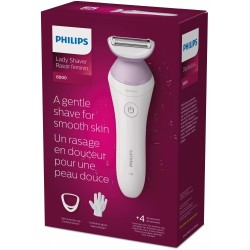 Philips Lady Shaver 6000 Series BRL136/00 Wet & Dry Belaidis skustuvas, White/Lilac