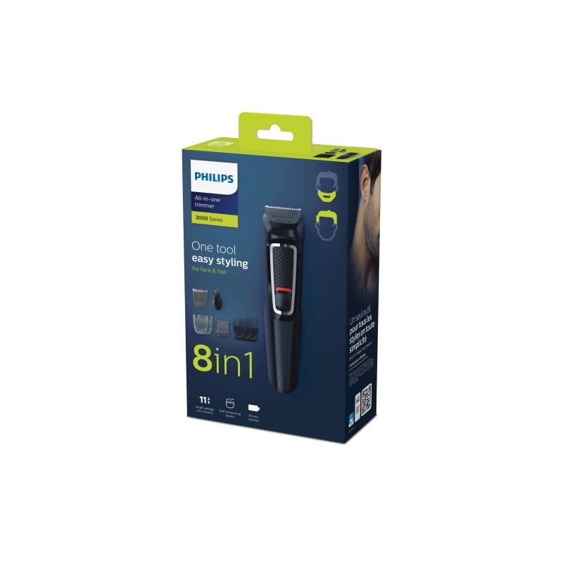 Philips Multigroom 3000 Series MG3730/15, 8-in-1 Plaukų kirpimo mašinėlė, Juoda