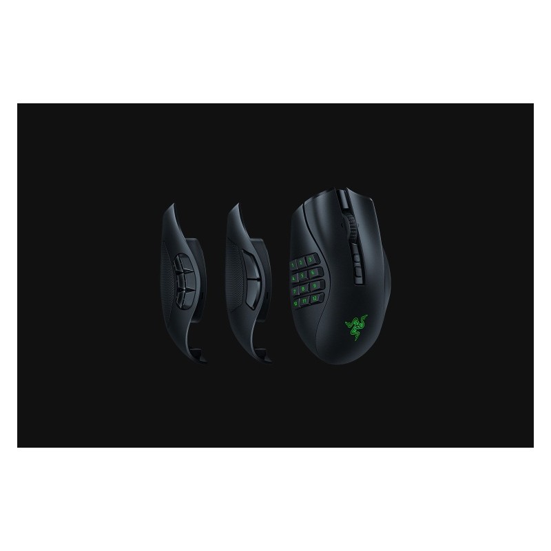Razer Naga V2 Pro Belaidė žaidimų pelė RF Wireless + Bluetooth + USB-C, 30000 DPI, Juoda