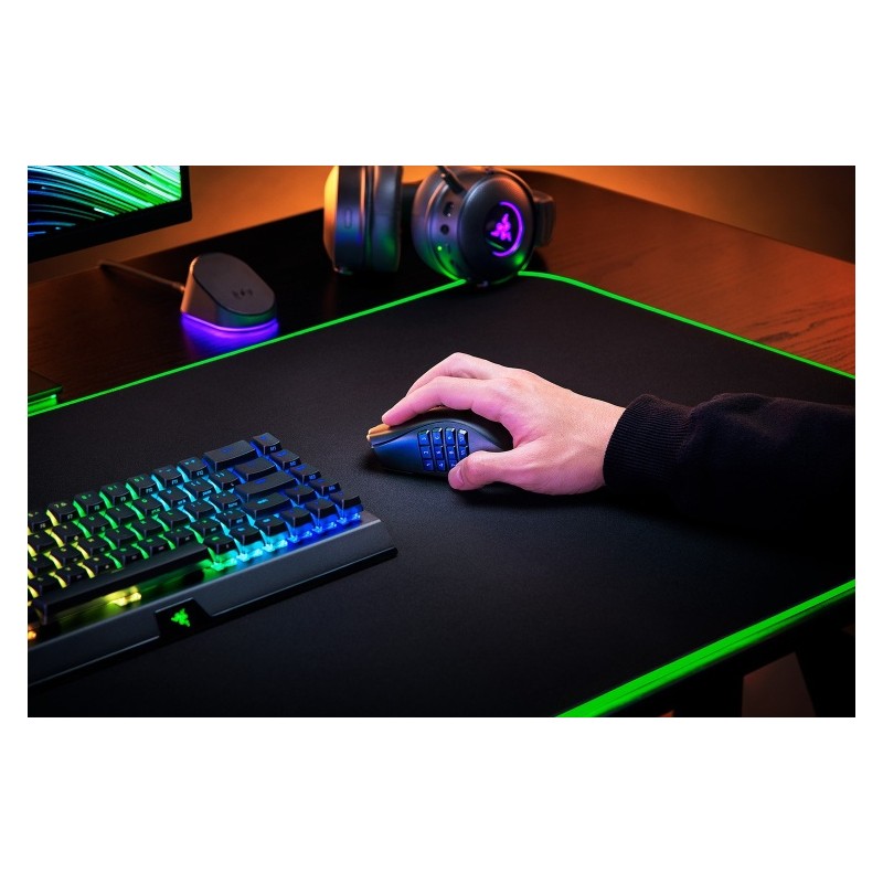 Razer Naga V2 Pro Belaidė žaidimų pelė RF Wireless + Bluetooth + USB-C, 30000 DPI, Juoda