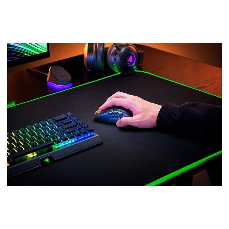 Razer Naga V2 Pro Belaidė žaidimų pelė RF Wireless + Bluetooth + USB-C, 30000 DPI, Juoda
