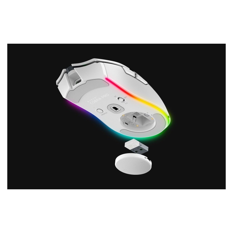Razer Cobra Pro Belaidė žaidimų pelė RF Wireless + Bluetooth + USB-C, 30000 DPI, Balta