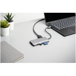 Kensington UH1400P Mobilusis šakotuvas/jungčių stotelė, 8-in-1 USB-C, Pilka