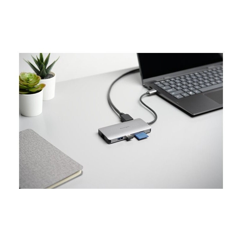 Kensington UH1400P Mobilusis šakotuvas/jungčių stotelė, 8-in-1 USB-C, Pilka