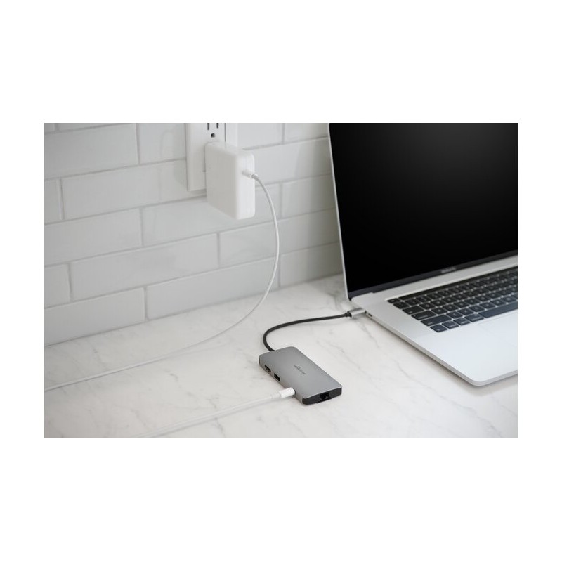 Kensington UH1400P Mobilusis šakotuvas/jungčių stotelė, 8-in-1 USB-C, Pilka
