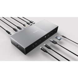 Kensington SD5000T5 EQ Jungčių stotelė, Thunderbolt 5 Triple 4K 140W, Pilka/Juoda