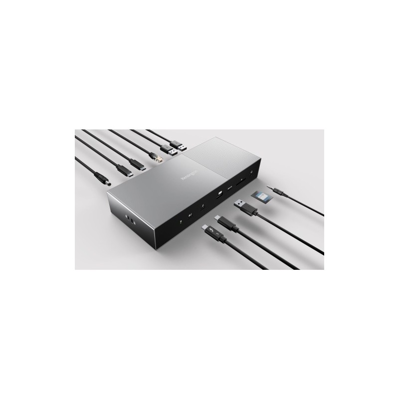 Kensington SD5000T5 EQ Jungčių stotelė, Thunderbolt 5 Triple 4K 140W, Pilka/Juoda