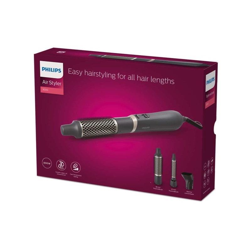 Philips 3000 Series Air Styler BHA301/00 Plaukų formavimo šukos, Juoda