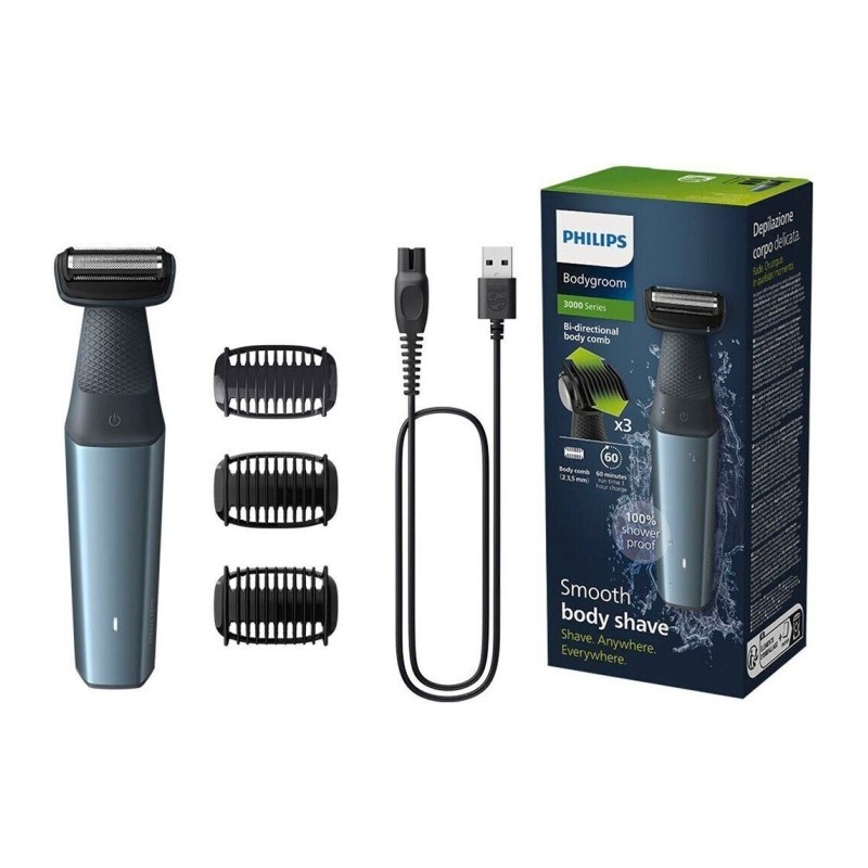 Philips Bodygroom 3000 Series BG3027/05 Kūno plaukų skustuvas / kirpimo mašinėlė, Juoda/Mėlyna