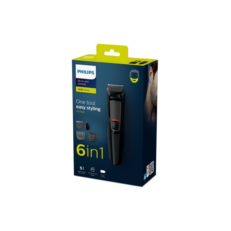 Philips Multigroom 3000 Series MG3710/15, 6-in-1 Plaukų kirpimo mašinėlė, Juoda