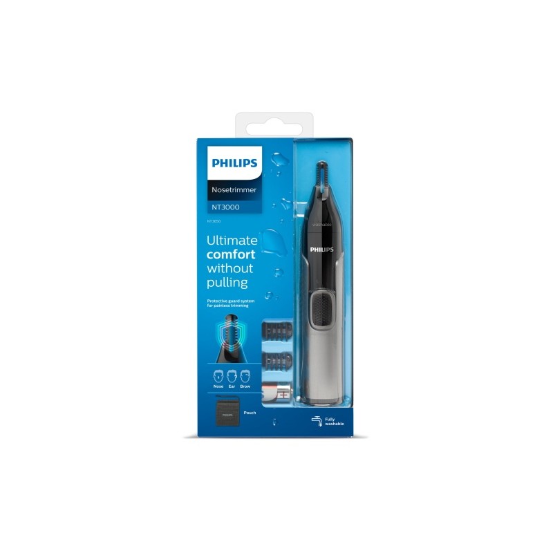 Philips 3000 Series NT3650/16 Nosies, ausų ir antakių plaukų kirpimo mašinėlė, Pilka