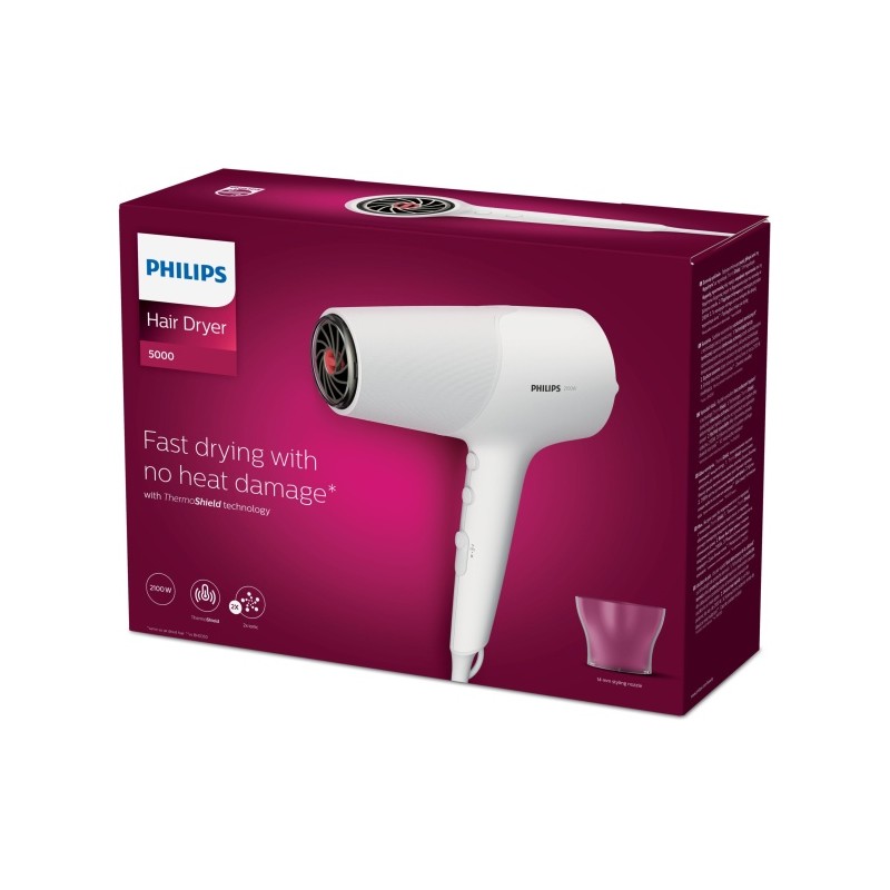 Philips 5000 Series ThermoShield BHD500/00 Plaukų džiovintuvas 2100 W, Balta