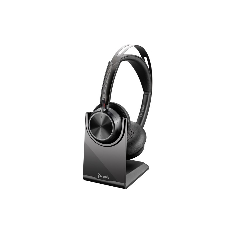 Poly Voyager Focus 2 Belaidės ausinės, Bluetooth, USB-C/A Adapter, Charging stand, Juoda