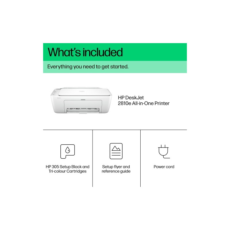 HP DeskJet 2810e All-in-One Spausdintuvas rašalinis spalvotas MFP A4 7.5 ppm USB Wi-Fi (SPEC)