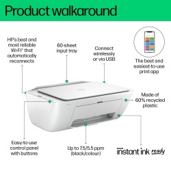 HP DeskJet 2810e All-in-One Spausdintuvas rašalinis spalvotas MFP A4 7.5 ppm USB Wi-Fi (SPEC)
