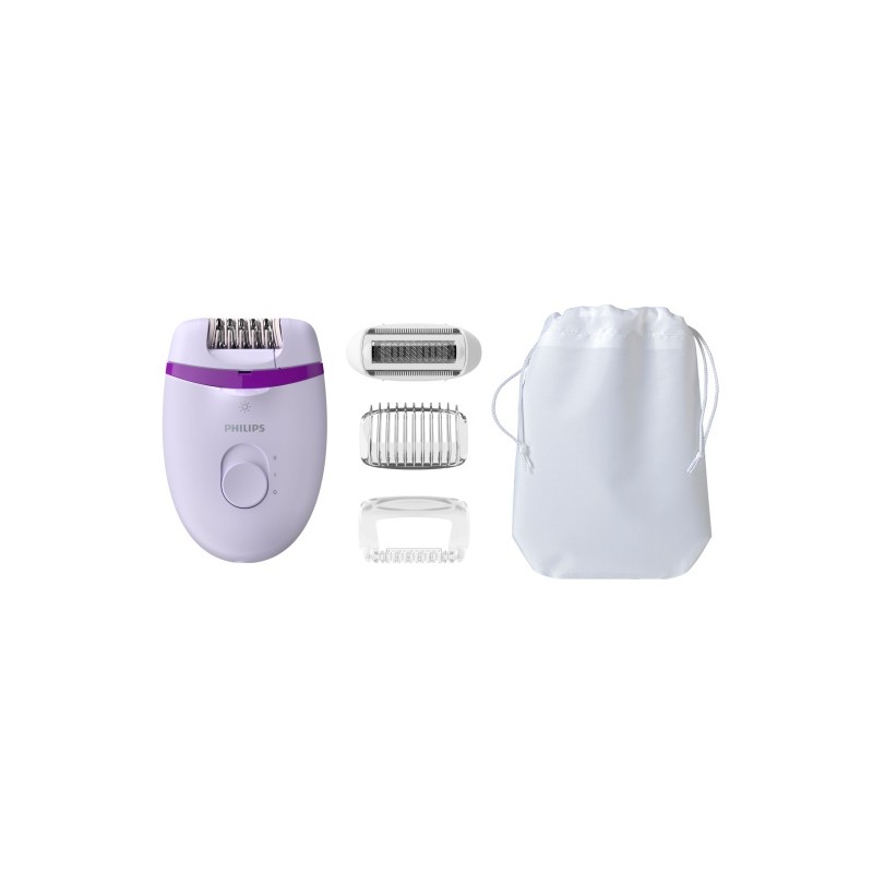 Philips Satinelle Essential BRE275/00 Kompaktiškas laidinis epiliatorius, Violetinė